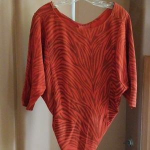 Gorgeous Vintage Red Stripe  suede Leather top